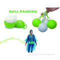 Disposable Raincoat Ball with Keyring, Made of PE, Customized Logo Are Accepted